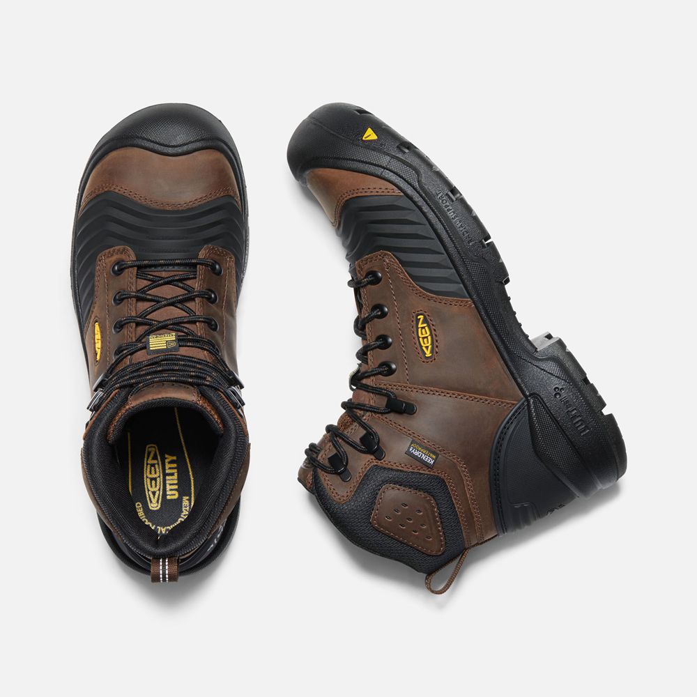 Botas de Trabajo Keen Mexico Marrom/Negros - Hombre Portland 6\" Waterproof (Carbon-Fiber Toe) - FN48